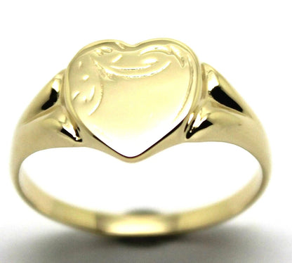 Genuine 9ct 9K 375 Yellow, Rose or White Gold Heart Signet Ring 265
