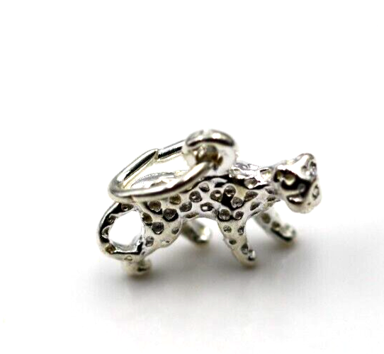 Genuine New Sterling Silver Solid Leopard Cat Pendant or Charm