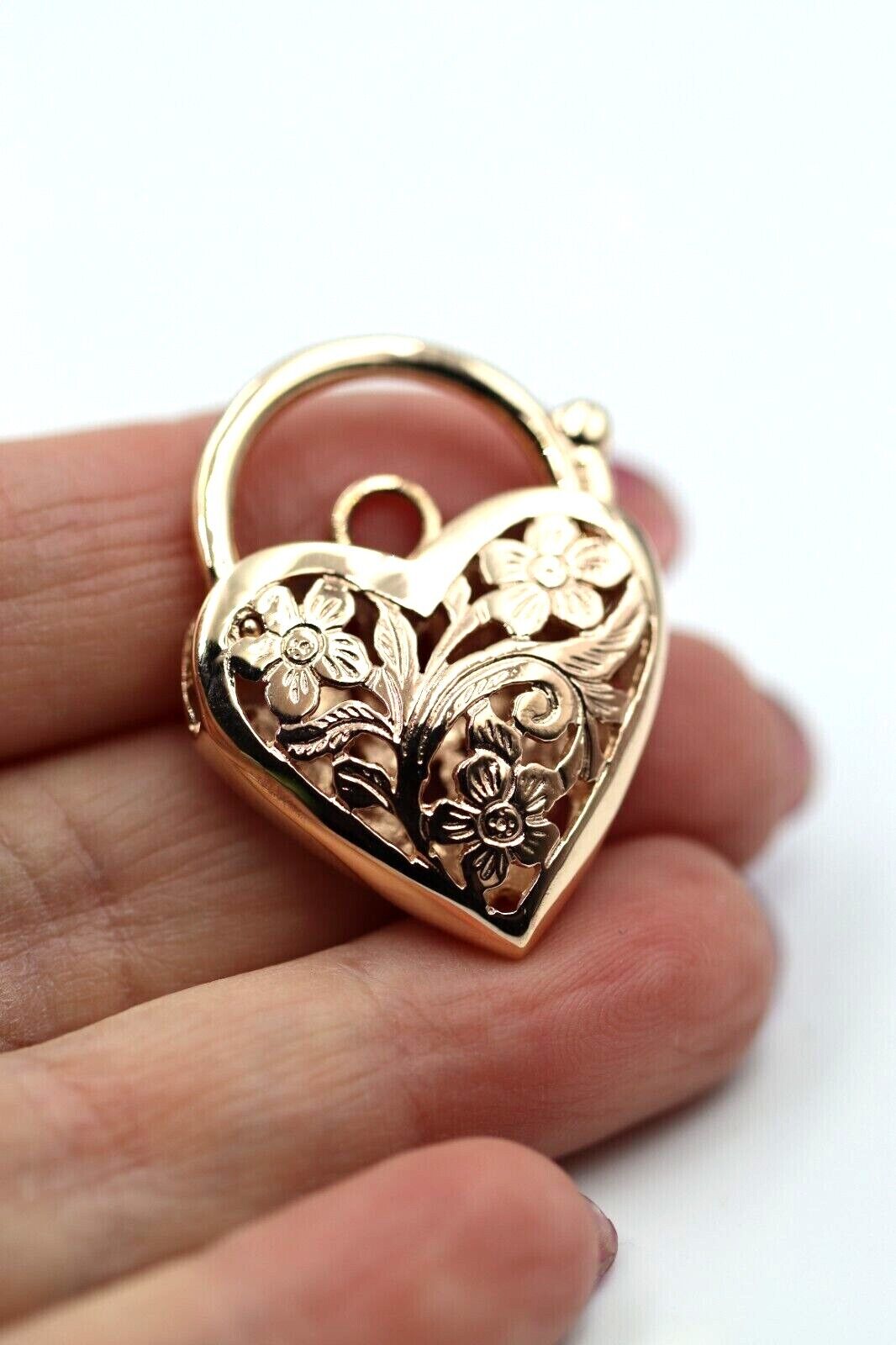 Genuine 9ct Yellow Gold or White Gold or Rose Gold Heavy Large Heart Locket Padlock