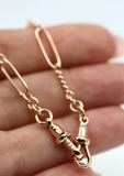 Handmade 60cm 9ct 9k Yellow, Rose or White Gold Paper Clip Chain Necklace with T-Bar + Swivels