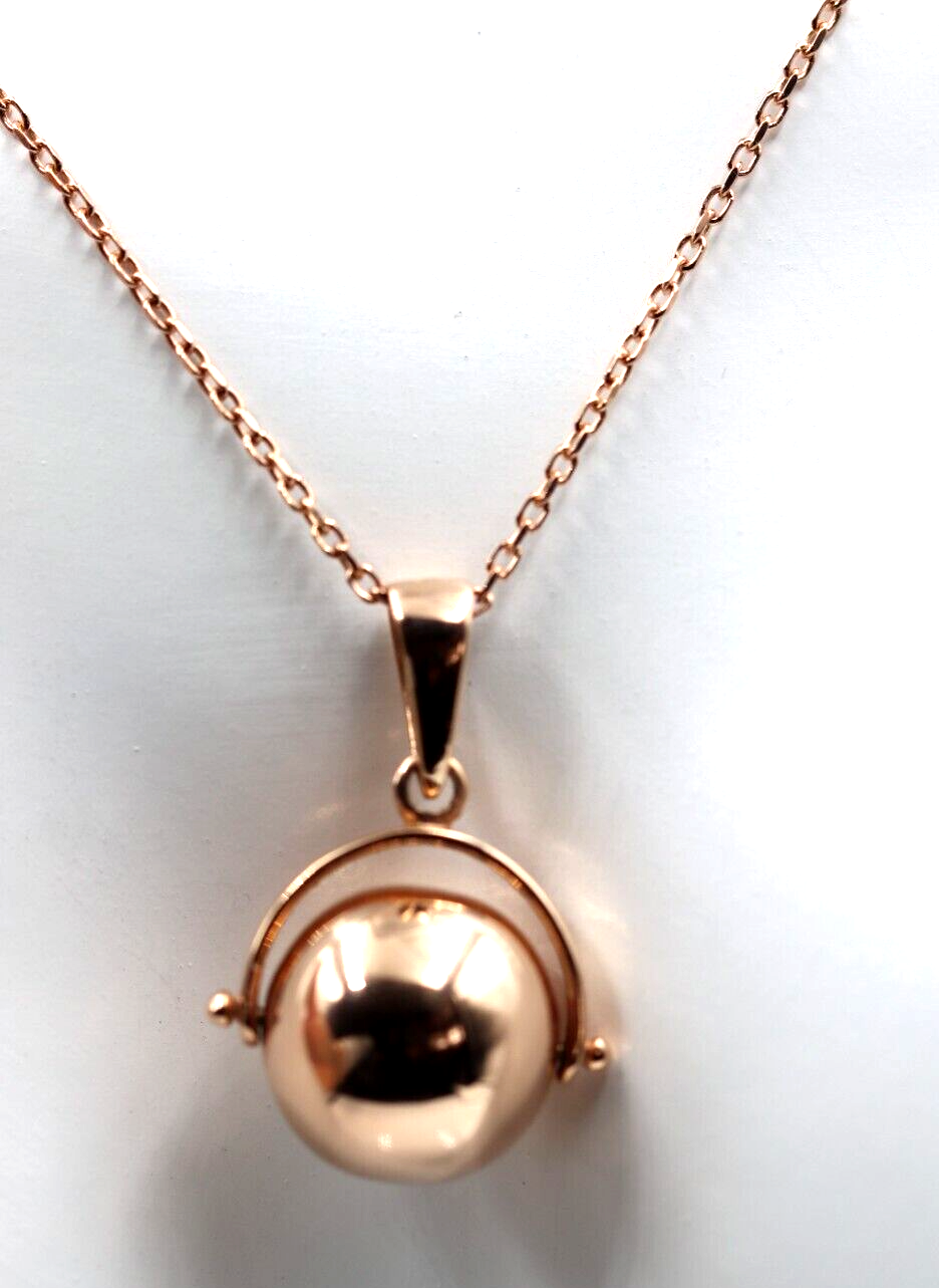 Genuine 9ct 9k Rose Gold 70cm Cable Necklace Chain + Spinner Pendant