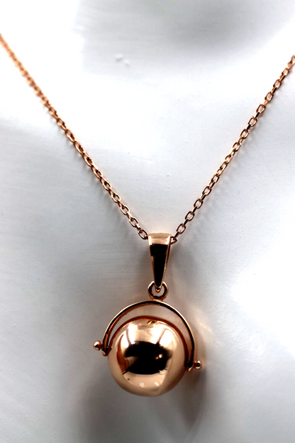 Genuine 9ct 9k Rose Gold 70cm Cable Necklace Chain + Spinner Pendant