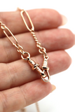 Handmade 60cm 9ct 9k Yellow, Rose or White Gold Paper Clip Chain Necklace with T-Bar + Swivels