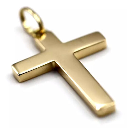 Kaedesigns Genuine Small 18ct 750 Yellow, Rose or White Gold Plain Flat Cross Pendant 36mm x 23mm, 10 grams