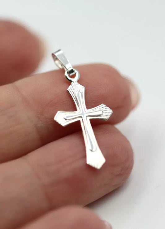 Genuine Fine Silver 999 Fancy Cross Pendant / Charm 20mm x 18mm