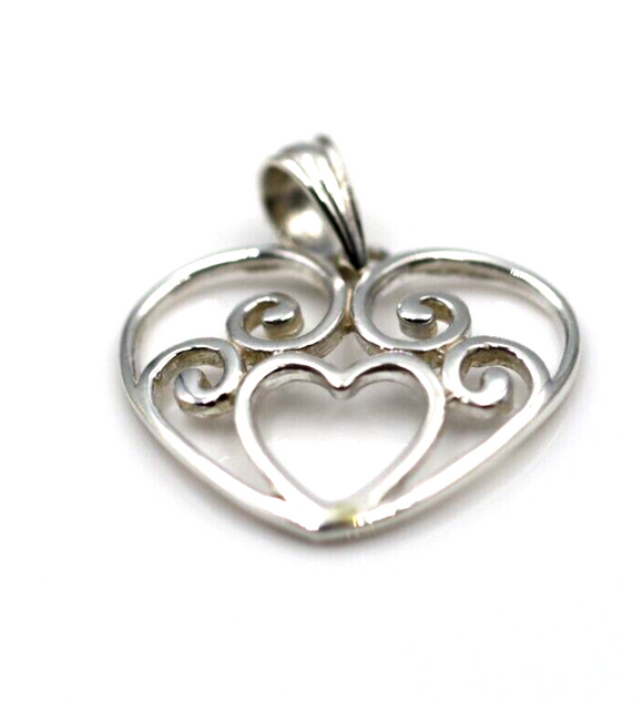 Genuine Sterling Silver 925 Filigree Heart Pendant *Free Post