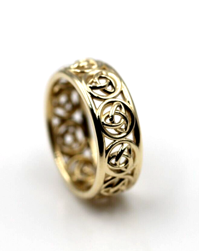 Kaedesigns Full Solid 9ct 9kt Yellow, Rose or White Gold Wide Heavy Celtic Weave Ring 515