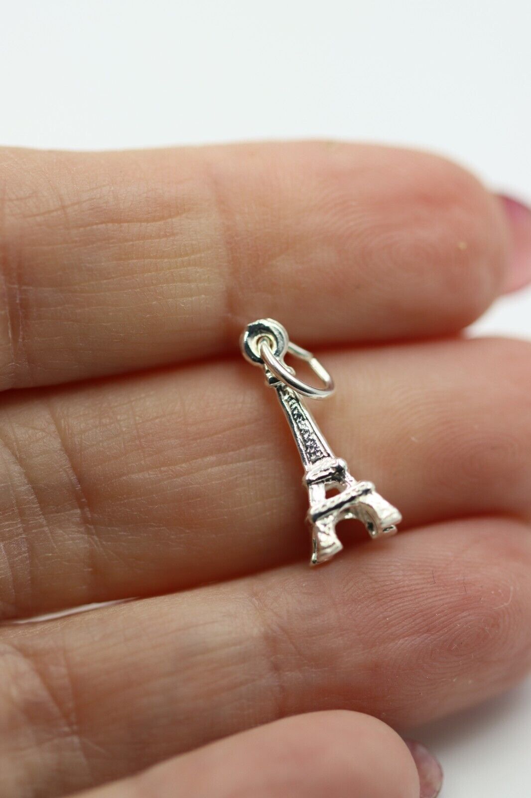 Genuine 925 Sterling Silver 19mm 3D Paris Eiffel Tower Pendant Charm