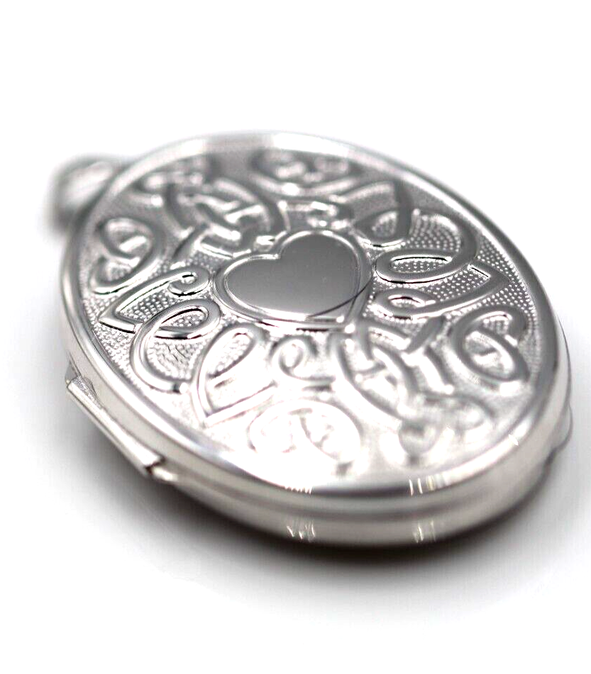 Genuine Sterling Silver 925 Centre Heart Celtic Design 6 Photo Oval Locket