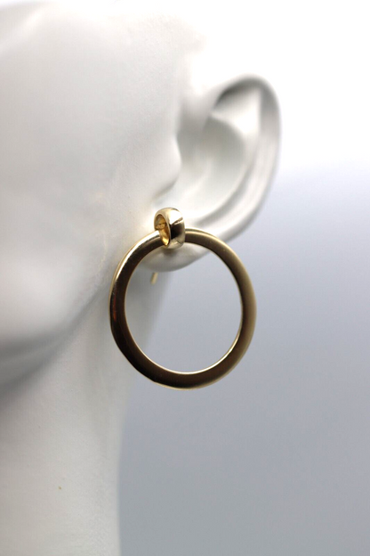 Genuine 9ct 9k Yellow, Rose or White Gold 24mm Hoop Stud Circle Earrings - Free Express Post