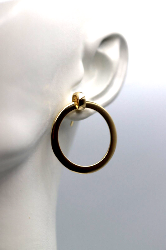 Genuine 9ct 9k Yellow, Rose or White Gold 24mm Hoop Stud Circle Earrings - Free Express Post