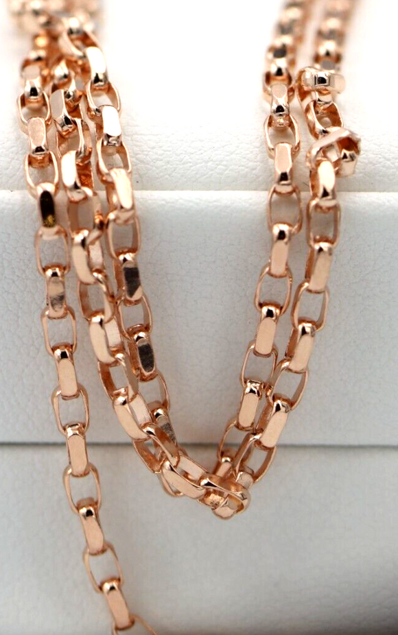 Genuine 9ct Rose Gold Diamond Cut Oval Belcher Chain Necklace 55cm 9.1gms