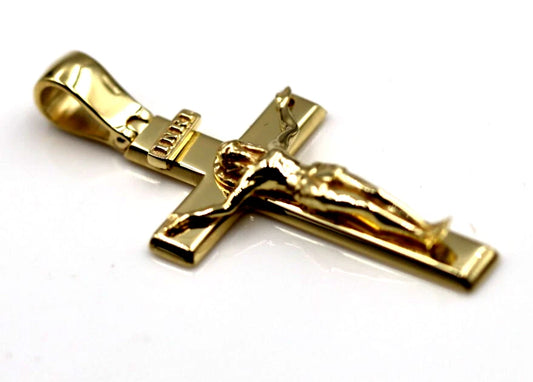 Genuine 18ct 18k 750 Yellow, Rose or White Gold Solid Medium Crucifix Cross Pendant