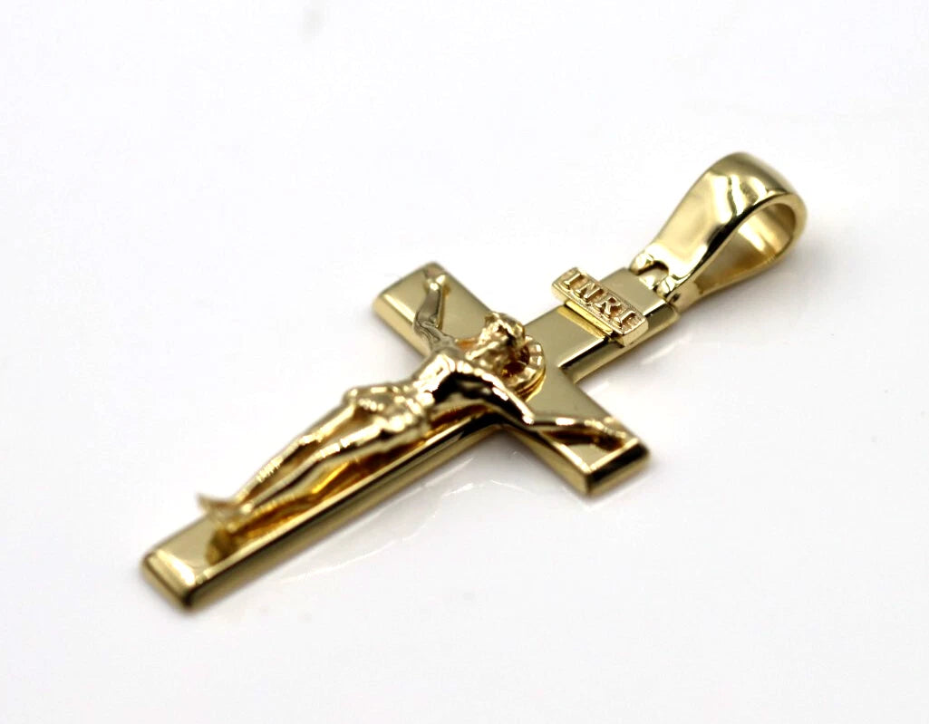 Genuine 18ct 18k 750 Yellow, Rose or White Gold Solid Medium Crucifix Cross Pendant