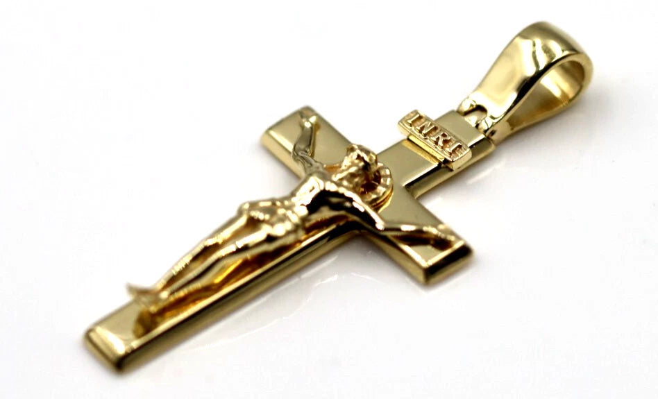 Genuine 18ct 18k 750 Yellow, Rose or White Gold Solid Medium Crucifix Cross Pendant