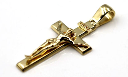 Genuine 18ct 18k 750 Yellow, Rose or White Gold Solid Medium Crucifix Cross Pendant