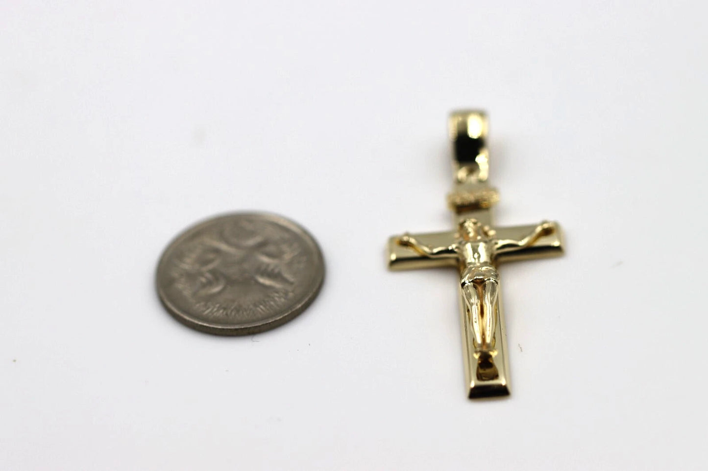 Genuine 18ct 18k 750 Yellow, Rose or White Gold Solid Medium Crucifix Cross Pendant
