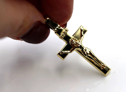 Genuine 18ct 18k 750 Yellow, Rose or White Gold Solid Medium Crucifix Cross Pendant