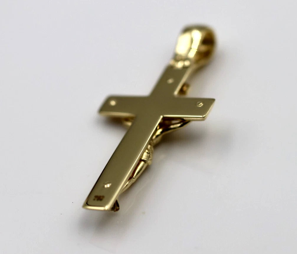 Genuine 18ct 18k 750 Yellow, Rose or White Gold Solid Medium Crucifix Cross Pendant