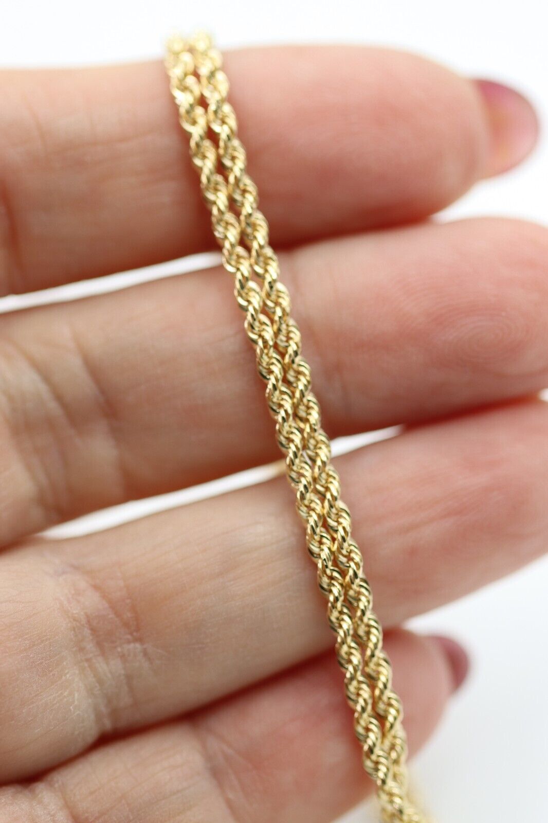 Genuine 9ct Yellow Gold Rope 2.1mm 50cm Rope Chain Necklace 2.4g