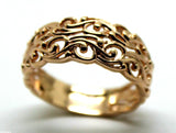 Kaedesigns New 9ct 375 Wide Rose Gold Wide Flower Filigree Ring - Choose your size