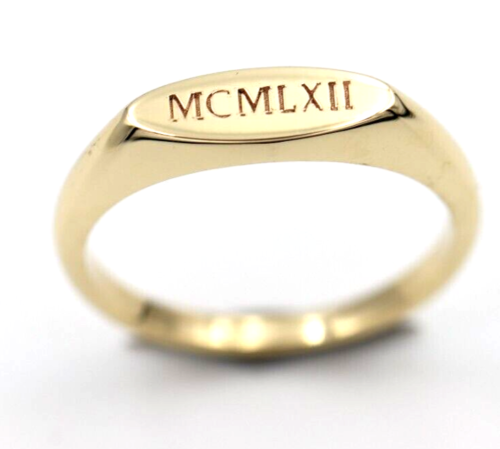 Size 3.5 Genuine Solid 9ct Yellow, Rose or White Gold Signet Ring Engraved Initials or Numbers