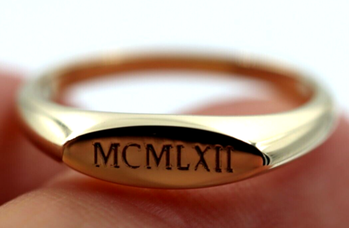 Size 3.5 Genuine Solid 9ct Yellow, Rose or White Gold Signet Ring Engraved Initials or Numbers