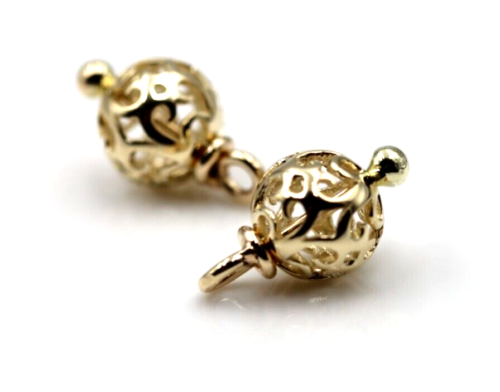 Genuine New 9k 9ct Yellow, Rose or White Gold 7.7mm Ball Filigree Balls For Charm Earrings