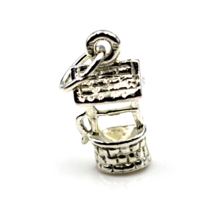 Genuine Sterling Silver 925 Small 3D Wishing Well Charm