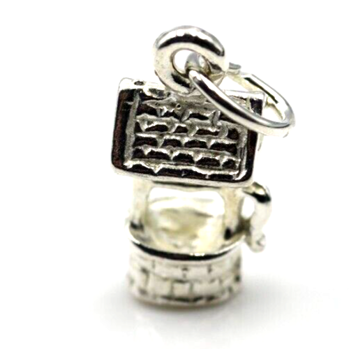 Genuine Sterling Silver 925 Small 3D Wishing Well Charm