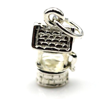 Genuine Sterling Silver 925 Small 3D Wishing Well Charm