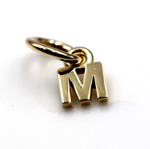 Genuine 9ct 9kt Genuine Tiny Very Small Yellow, Rose or White Gold Initial Pendant Charm M