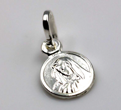 Genuine 9ct Yellow Gold or Sterling Silver 8mm Round Mary Madonna Pendant or Charm 12mm x 8mm