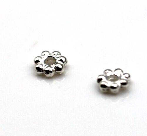 Genuine Sterling Silver 925 4mm Tiny Flower Beads x 2 Charm