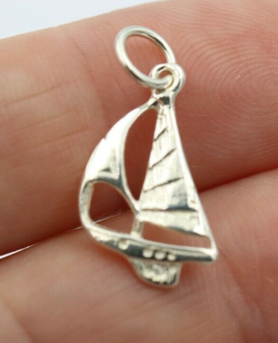 Genuine New 9ct Yellow Gold or Sterling Silver Solid Yacht Boat Pendant or Charm