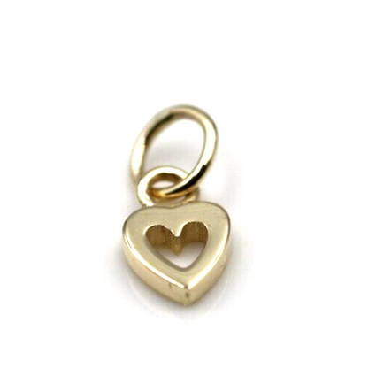 Genuine Tiny Very Small 9ct Yellow, Rose or White Gold or Sterling Silver Open Heart Charm Pendant