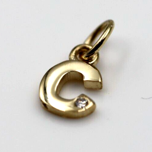 Genuine 9ct Yellow Gold Diamond Set Initial Small Pendant Charm A to Z