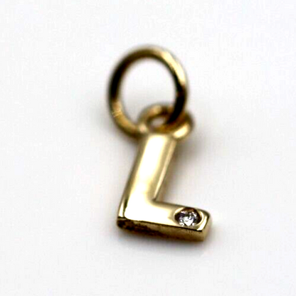 Genuine 9ct Yellow Gold Diamond Set Initial Small Pendant Charm A to Z