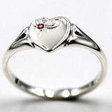 Large New Genuine Sterling Silver 925 Heart Signet Ring Choose Your Size & Gemstone