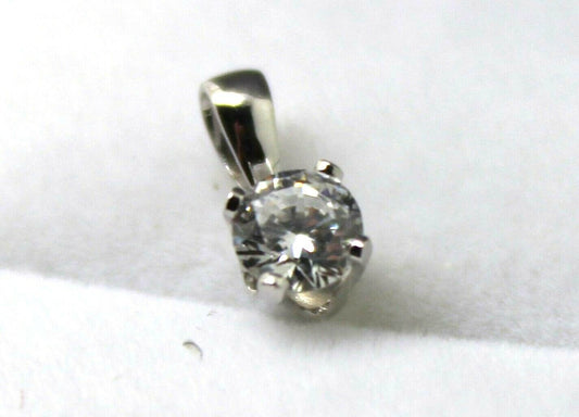 GENUINE New 9ct White Gold Claw-set Round small delicate 4mm Cubic pendant