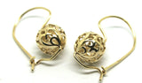Genuine 9ct 9k Yellow, Rose Or White Gold Large Heavy 12mm Euro Ball Drop Filigree Earrings
