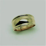 Genuine 9ct Yellow Gold Ridged Dome Ring 10mm Size N / 6.5