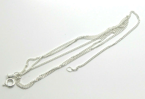 Genuine 925 Sterling Silver Kerb Curb Link Chain Necklace 50cm