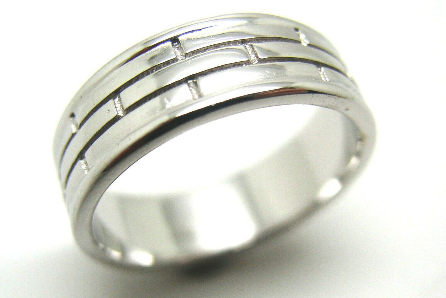 Kaedesigns New Genuine 18ct White Gold Solid Heavy Mens Brick Ring Band