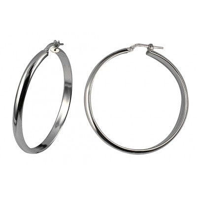 Sterling Silver Half Round Hoops Large 40mm 4mm wide