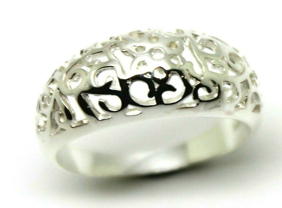 Size O Solid Sterling Silver Wide Filigree Ring