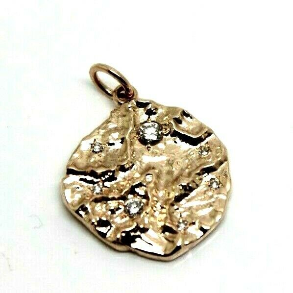 Genuine heavy 9ct yellow, rose or white gold nugget pendant set with stones of your choice