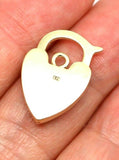 Genuine 15mm 9ct Yellow, Rose or White Gold Engraved Heart Pendant Padlock