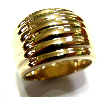 Genuine Heavy Wide 9ct 9kt Full Solid Yellow, Rose or White Gold Ridged Dome Ring