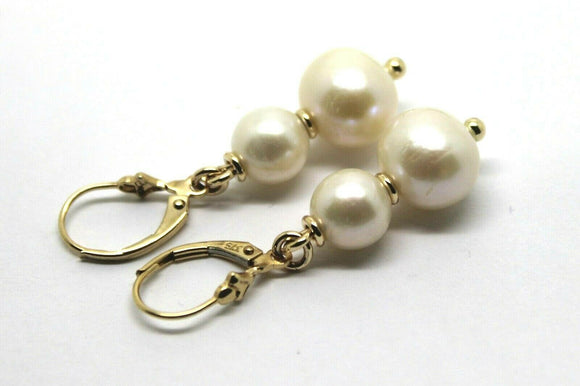 New 9ct 9k Yellow Gold 6mm & 8mm White Pearl Continental Clip Earrings
